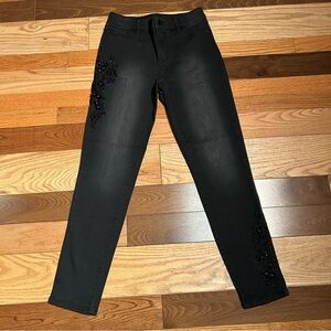 White House Black Market Embellished Black Jeans Classic Rise Size 4